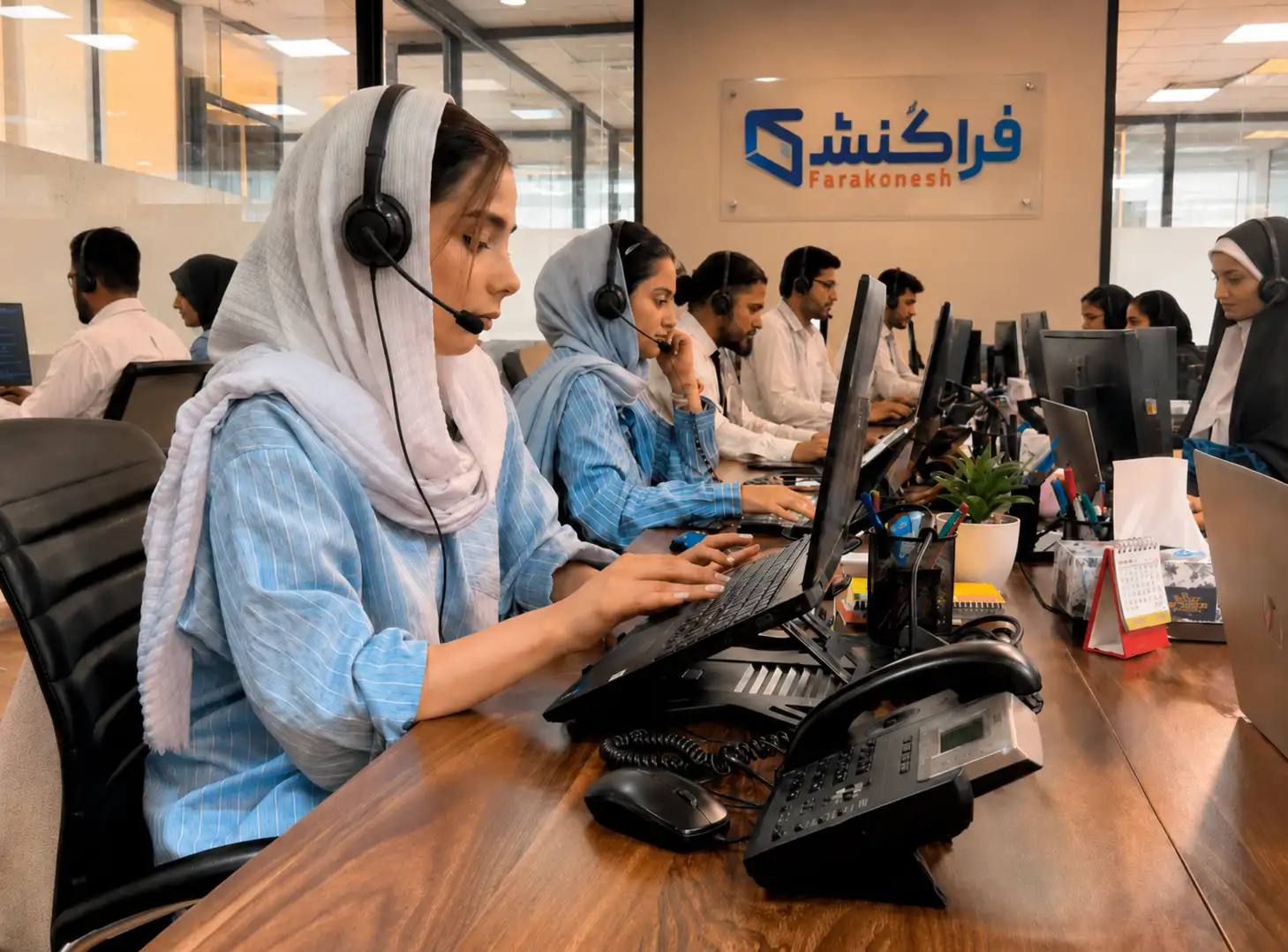 اعضای تیم پشتیبانی فراکنش در محل کار