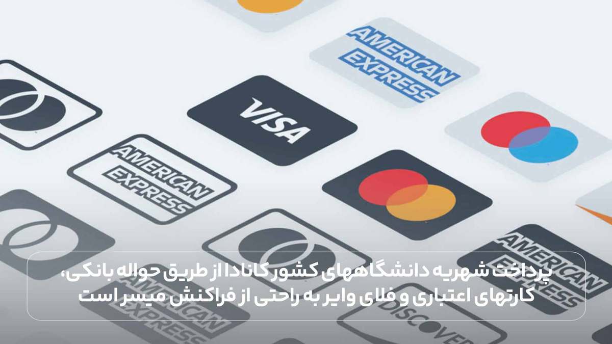 پرداخت شهریه دانشگاه­های کشور کانادا از طریق حواله بانکی، کارت­های اعتباری و فلای وایر به راحتی از فراکنش میسر است