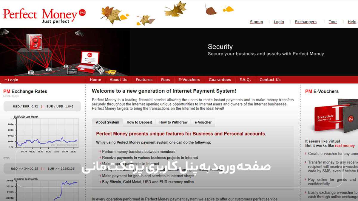 صفحه ورود به پنل کاربری پرفکت مانی