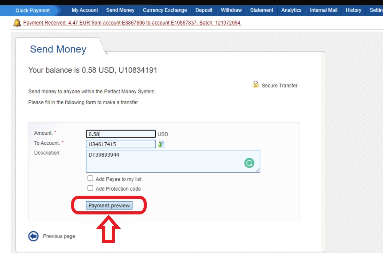 بعد از تکمیل اطلاعات بالا گزینه Payment Preview را انتخاب کنید.
