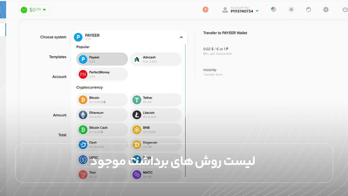لیست روش های برداشت موجود