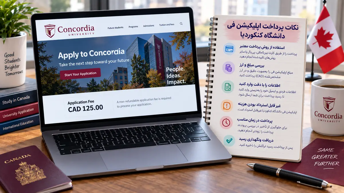 نکات پرداخت اپلیکیشن فی دانشگاه کنکوردیا